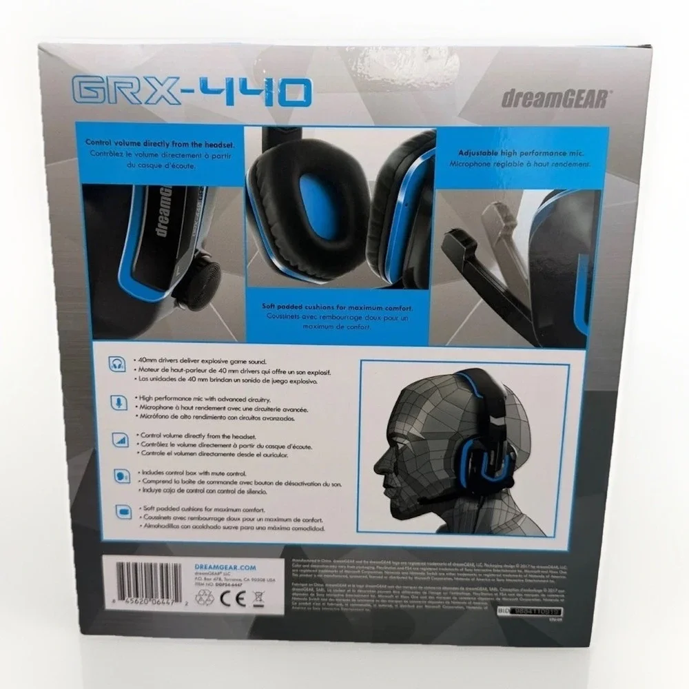 dreamGEAR GRX-440 Wired Headset for Nintendo Switch Lite/PS4/Xbox One Blue Black
